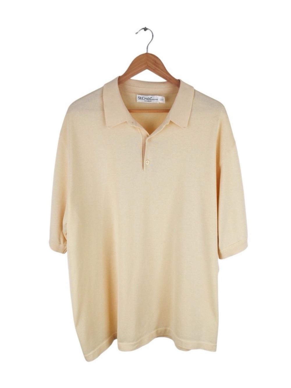 Vintage St. Croix Knit Polo Shirt Short Sleeve Knit Cotton Blend Yellow XXL